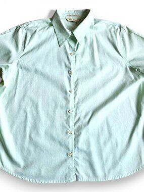 Eddie Bauer Womens Button Down Wrinkle Resistant Top 100% Cotton Green XXL